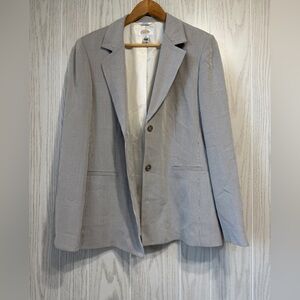 Talbots Size 12 EUC Gray White Micro Pinstripe Single Button Blazer